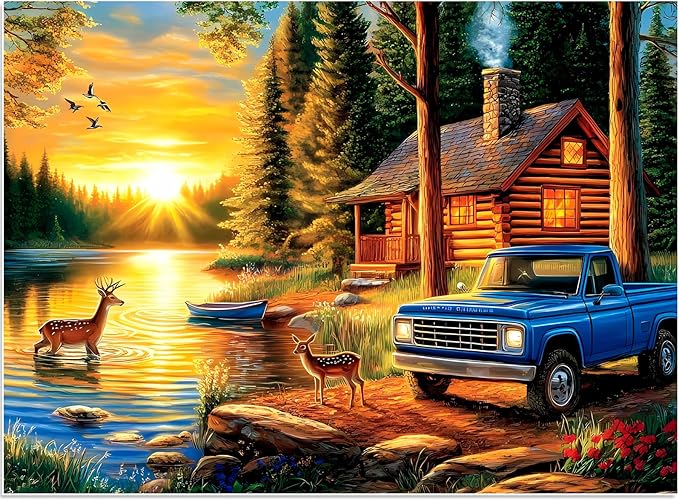 300 Piece Jigsaw Puzzle for Adults, Deer Forest Puzzles 300 Pieces for Adults Fit Together Perfectly, Challenging Puzzle for Friends Family Activity Game Nights- Finished Size 20.5×15