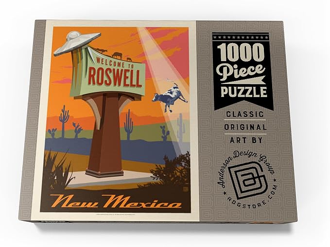 MyPuzzle Roswell, New Mexico, Vintage Poster - Premium 1000 Piece Jigsaw Puzzle for Adults