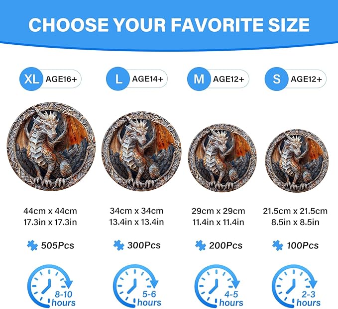 Wooden Puzzles for Adults, Wood Jigsaw Puzzle, Wooden Cave Dragon Puzzles, Family Puzzle Game (M-11.4 * 11.4in 200pcs)