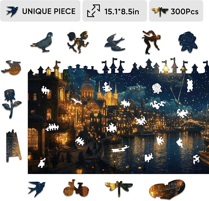 Wooden Puzzles for Adults 500 Piece, Hard Impossible Puzzles for Adults, Unique Shaped Landscape Painting Challenge Puzzle, Exquisite Packaging, Best Gifts for Family Friends, Brain Games