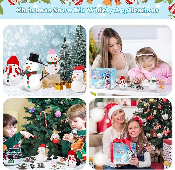 12 Pack Build a Snowman Kit, DIY Christmas Crafts for Kids, Modeling Clay Snowman DIY Kit, Christmas Crafts Xmas Gift Winter