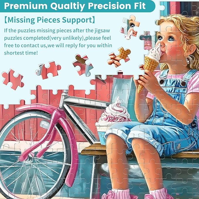 300 Pieces Ice Cream Puzzles for Adults - Puzzles for Kids Ages 6-8 8-10 10-12 - Large Piece Dog Jigsaw Puzzle - Dessert Shop Puzzle for Friends Family Activity Game Nights Gifts