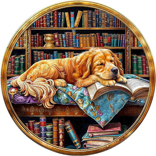Wooden Puzzles for Adults 200 Pices, Golden Retriever 3D Puzzles for Adults, Golden Retriever Irregular Jigsaw Puzzles, Flat Puzzels with 3D Visual Effect, Finished Puzzle Size is 11.4 x 11.4in