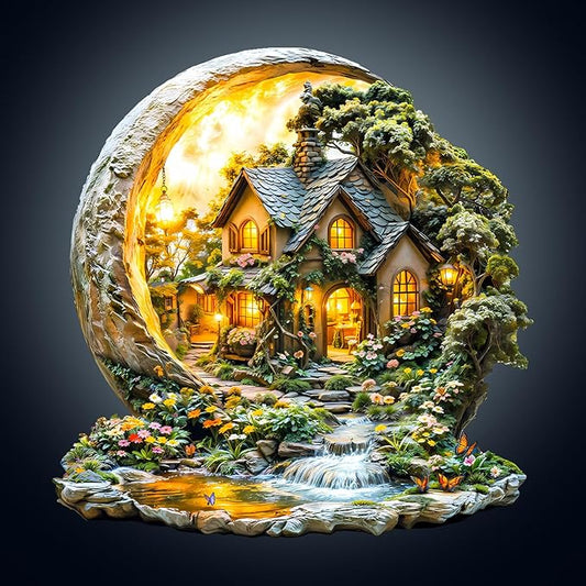 Jigfoxy Wooden Puzzle for Adults, Garden on The Moon Jigsaw Puzzles for Adult, Unique Animal Shape Wood Cut Puzzles, Christmas Thanksgiving Gifts for Friends Family (S-8.5 * 8.3in-100pcs)