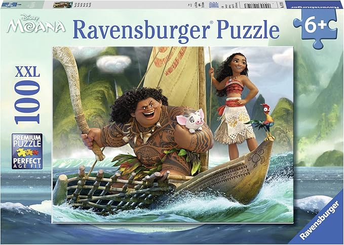 Ravensburger - Disney Moana & Maui - 100 Piece Jigsaw Puzzle - Favorite Scene from The Moana Movie - Stunning, Bright Colors - Premium Quality - Ideal Gift - Screen-Free Fun - Children Age 6+