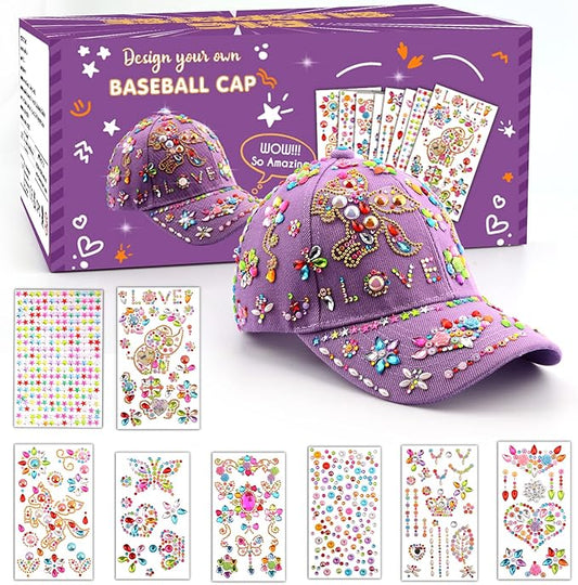 Coosilion Gifts for Girls 4 5 6 7 8 9 10 12 Years Old-Decorate Your Own Baseball Cap with Cute Stickers, Arts & Crafts for Girls Ages 6-12, Birthday Gifts & Back to School Supplies for Kids