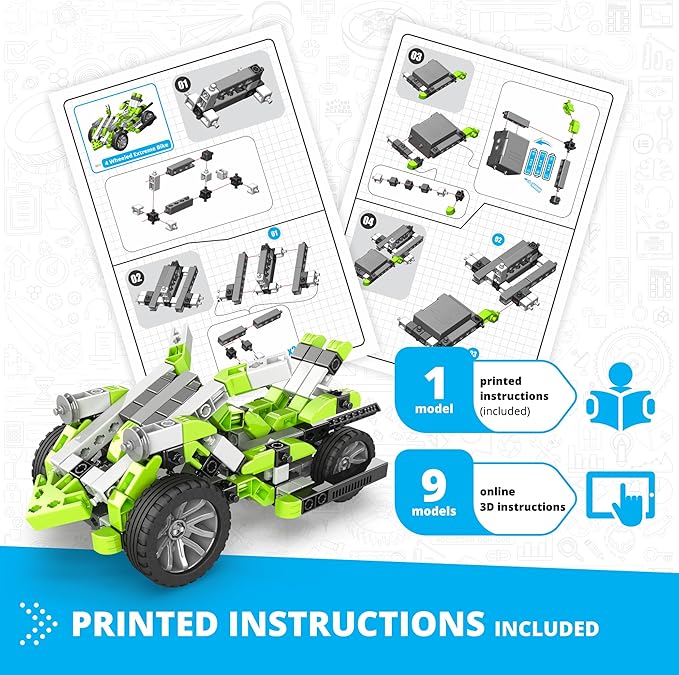 Engino Inventor STEM Toys, Motorized 4-Wheeled Extreme Bike, Construction Toys for Kids 9+, Building Kit, STEM Projects, Gifts for Boys & Girls, Engineering Kit (10 Models to Build)