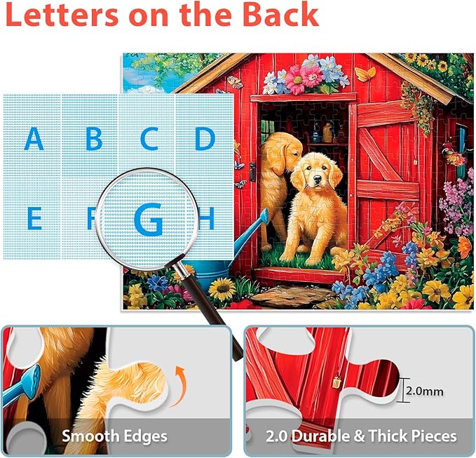 300 Piece Puzzle for Adults Dog Cat Flower Jigsaw Puzzle, Recycled Cardboar Jigsaw Puzzles 300 Pieces for Kids Senior, Challenging Puzzles Family Birthday Party Toy Gift for Friends 20.5"x15"