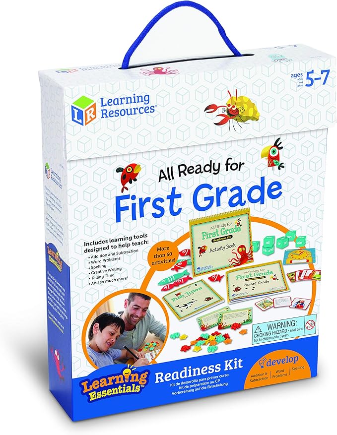 Learning Resources All Ready for First Grade Readiness Kit, Back to School Activities, School Preparation Toys, Homeschool, 32 Page Guide Included, Ages 5+