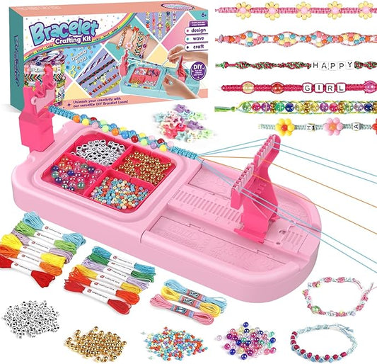 Arts and Crafts for Kids Ages 8-12,Friendship Bracelet Making Kit for Girl,DIY Arts and Crafts Maker for Kids,Jewelry Making Kit Christmas Gifts for Ages 6 7 8 9 10 11 12 Year Old (Rose)