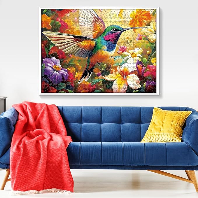 2-Pack 500 Pieces Puzzles for Adults, Flower Hummingbird Puzzles 500 Pieces Butterfly Jigsaw Puzzles for Adults, Birthday Party for Family Kids, Game Nights Gifts