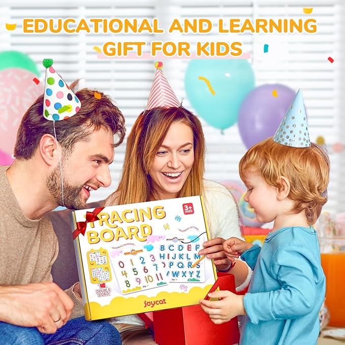 JoyCat Magnetic Letter and Number Tracing Board Set, Double Sided Alphabet & Numbers Board for Toddlers, ABC Uppercase & Lowercase Practice, Math Learning, Preschool Educational Gift Toys for Kids
