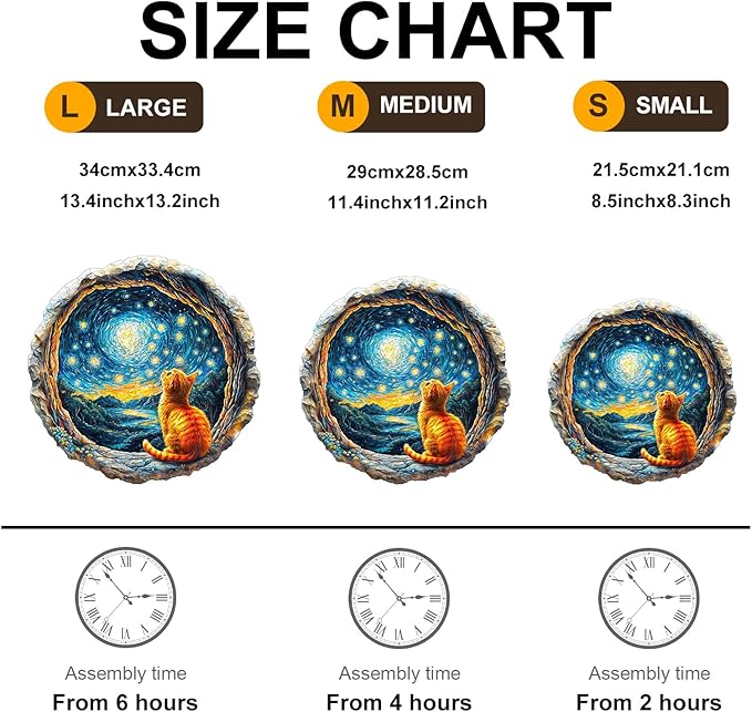 Jigfoxy Wooden Puzzles for Adults, Starry Night Wood Puzzles Adult, Unique Animal Shape Wooden Jigsaw Puzzles for Adults, Birthday Gifts for Puzzle Lovers, Family, Friend (M-11.4 * 11.2in-190pcs)