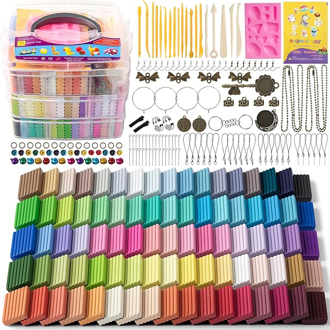Aestd-ST Polymer Clay Kits, 85 Colors Oven Bake Modeling Clay for Kids, Non-Sticky Molding Clay with Sculpting Tools and DIY Accessories, Holiday Gift for Children and Artists.