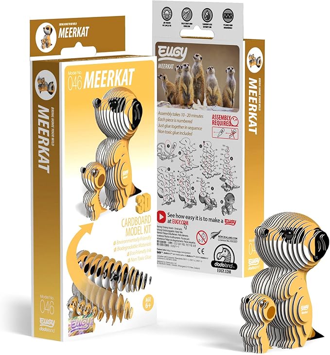 Eugy Meerkat 3D Puzzle, 40 Piece Eco-Friendly Educational Toy Puzzles for Boys, Girls & Kids Ages 6+