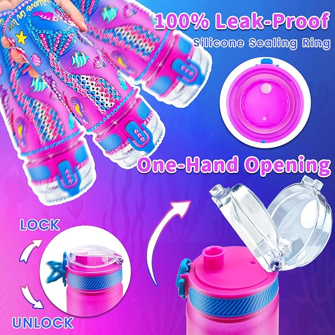 EDsportshouse Decorate Your Own Water Bottle Kits for Girls Age 4-6-8-10,Mermaid Painting Crafts,Fun Arts and Crafts Gifts Toys for Girls Birthday Christmas(Mermaid)