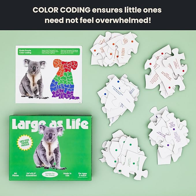 Koala Floor Puzzle– 50 pcs Life Size Jigsaw Puzzles for Adults, Teens & Kids, Animal-Themed Montessori Toys & Toddler Puzzles, Educational Activities for Children Ages 3+, 24x36