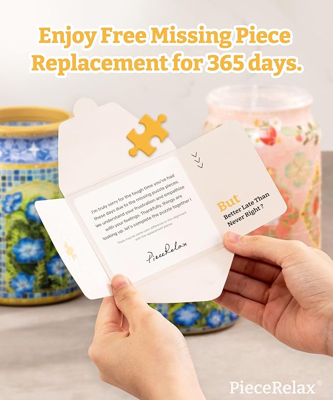 3D Puzzle Jar 128 Plastic Pieces for Adults - Sweetness of Strawberry Use Includes Divider Pen & Utensil Holder with Wooden Lid Dining,Study Living Room Medium [BA1014]