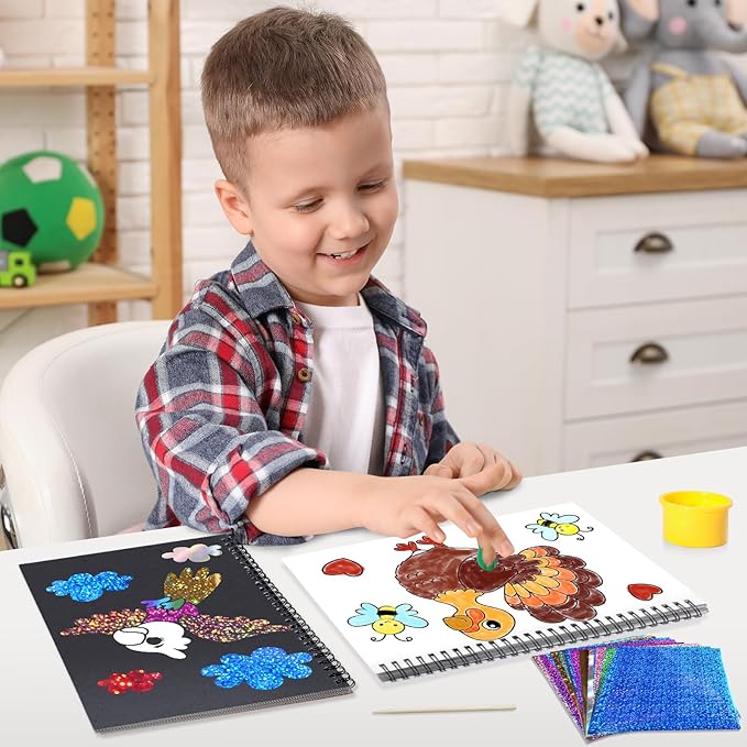 Art & Craft Activity,Foil Craft Animal DIY Art Fun Kits,No Mess Creative Foil Art Kits Set Drawing Game for Kids,Birthday Gifts Crafts Supplies Travel Toys for Girls Boys Ages 4 5 6 7 8 9 Year Old