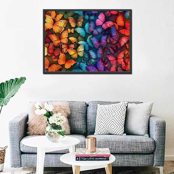 Tucocoo Jigsaw Puzzles for Adults 1000 Pieces, Rainbow Butterflies Background Art Jigsaw Puzzle Colorful Vintage DIY Craft Puzzles for Home Decoration Gifts, Family Puzzle Perfect for Game Nights