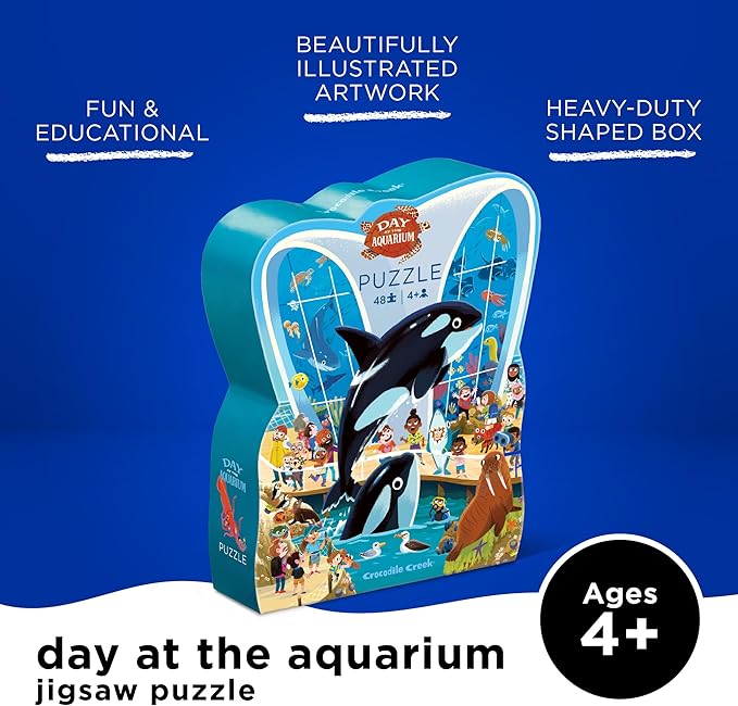 Crocodile Creek Above + Below 48-Piece Jigsaw Floor Puzzle - Fun Floor Puzzles for Kids Ages 4-8 - Day at The Aquarium - 18 x 24 inches Finished