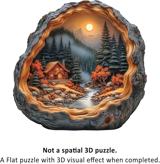 Wooden Puzzles for Adults - Forest Cabin Wood Puzzles Adult - Unique Animal Shape Wooden Jigsaw Puzzles for Adults - Birthday Gifts for Puzzle Lovers, Family (11 * 11.3in)