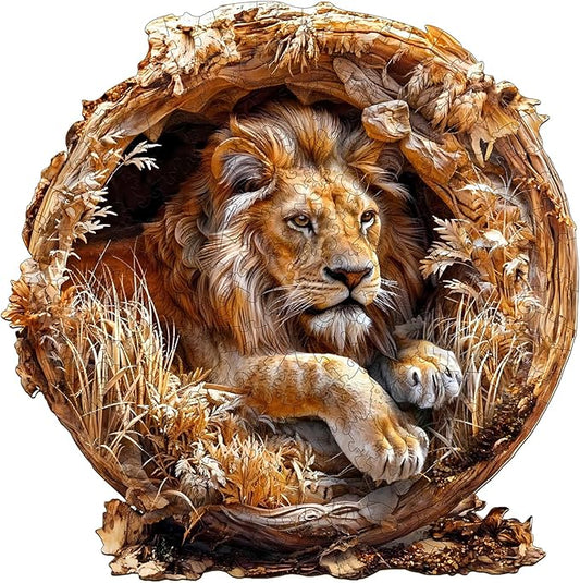 Wooden Puzzle for Adults,300PCS 3D Visual Effect Lion Unique Shape Advanced Wood Puzzle for Adults,Holiday Birthday Gift,Craft kit Home Decoration