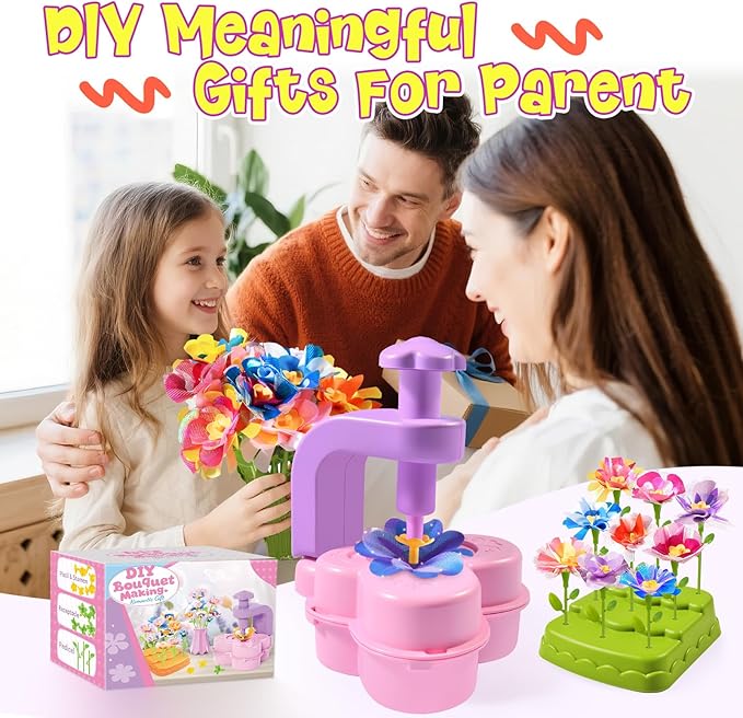 GPPNKC Flower Bouquet Craft Kit DIY Arts and Crafts Toddler Toys Flowers Market Toy Educational Fun DIY Activity Set Birthday Gift for 4 5 6 7 8+ Year Old Girls and Boys
