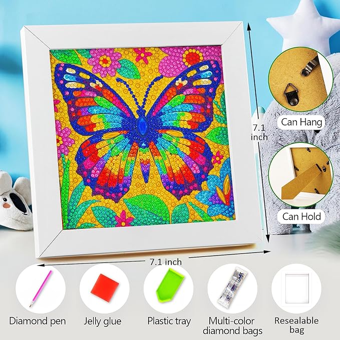 Diamond Art Kits for Kids - Crafts for Ages Girls 8-12 - Diamond Art Painting with Wooden Frame Included - Arts and Crafts for Kids Age 4-6 - GEM Art Supplies for Beginner Friendly Decor Birthday Gift