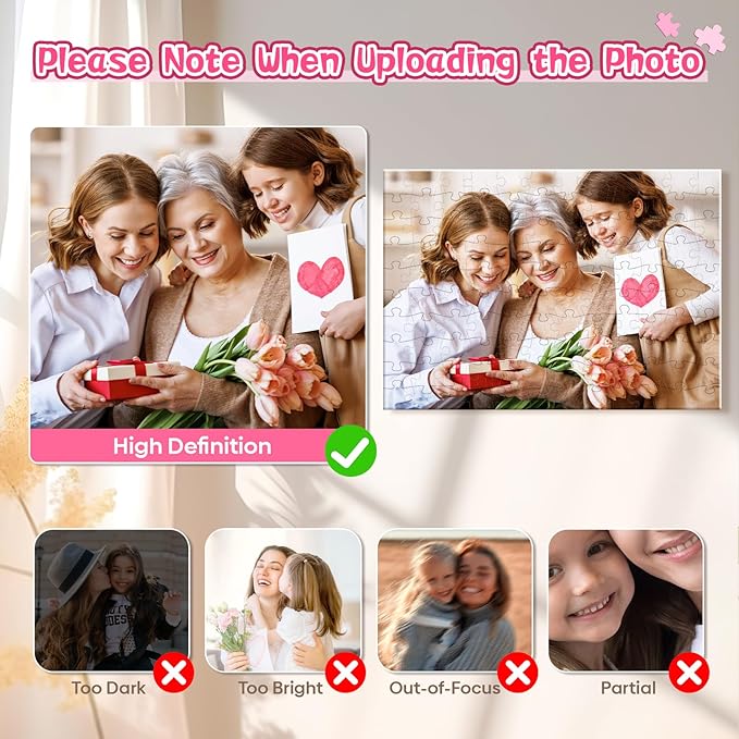 Personalized Puzzle Gifts for Christmas, Custom Photo Gift for Mom from Daughter Son Kids, Mom Gifts for Wife from Husband, Customized Presents for Mother's Day Birthday Christmas
