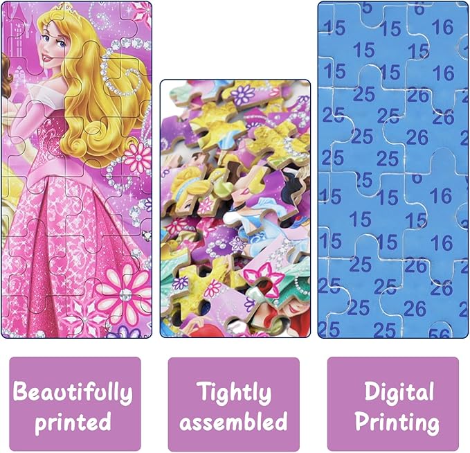 Princess Puzzles for Kids Ages 4-8 60 Pieces Jigsaw Puzzle for Girls and Boys Toys in Metal Box Educational Puzzle (Princess 0685)