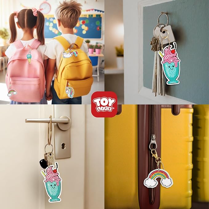 TOY Life Diamond Art Kits for Kids with Keychains, Unicorn Diamond Painting Kits for Kids, Gem Art Diamond Dots for Girls Age 8-12