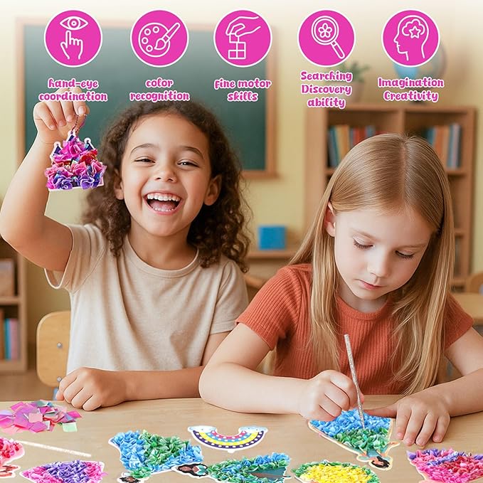 3 otters Poke in Art, Magical Princesses Party Favors Pretty Princess Game for DIY Crafts Birthday Gifts Classroom Prizes for Girls