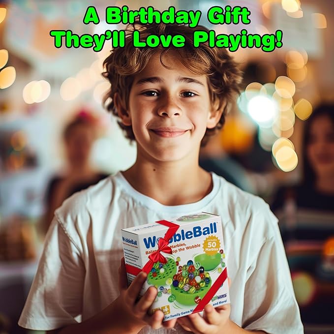 Funwares WobbleBall Marble Balance Game, 50 Marbles Included, Skill & Dexterity Games for Kids & Adults, Family Party Game for 1-4 Players, Ages 6+