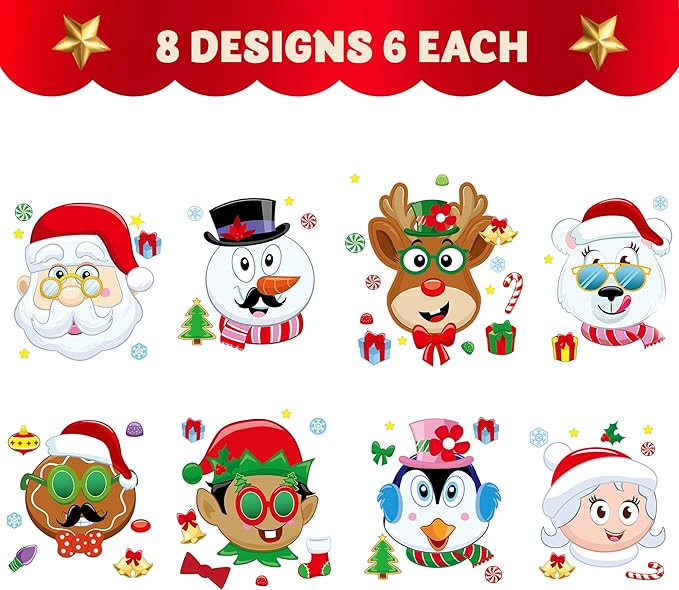 JOYIN 48 Pcs Christmas Make-a-face Sticker Sheets Make Your Own Characters Mix and Match Sticker Sheets with Santa Santa, Reindeer, Gingerbread, Snowman and Elf, Kids Party Favor Supplies Xmas Craft