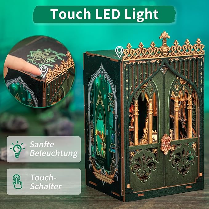 Cutefun Book Nook Kit, DIY Miniature House Kit for Beginners, Book Nook Kits for Adults, Wooden Dollhouse for Bookshelf Decor, Gifts for Family and Friends (The Darkness Herbarium)