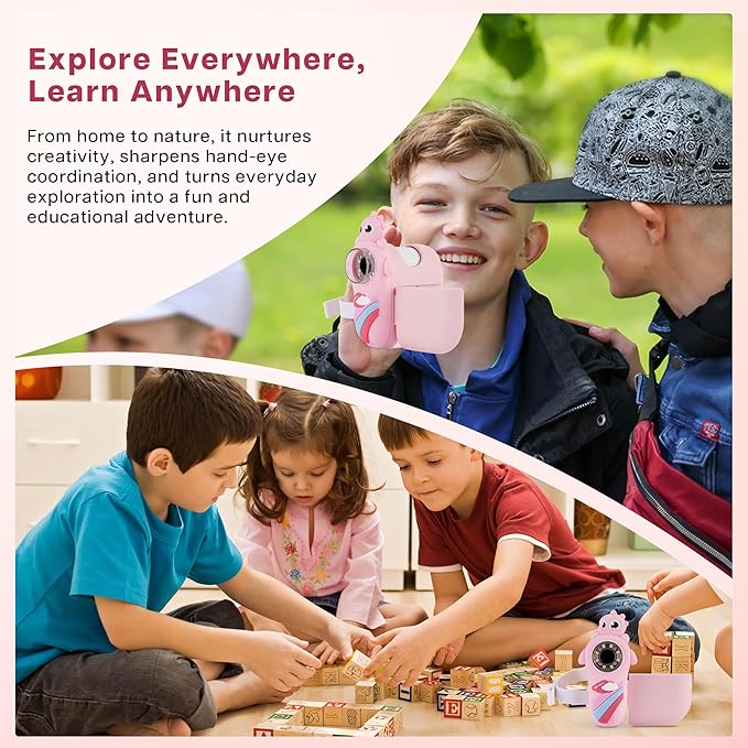 Dino Microscope for Kids, 1000x Portable Digital Microscope Camera with 2" Screen, Educational Science Kit Birthday Gifts for Kid Age 4-12, 32GB TF Card Included