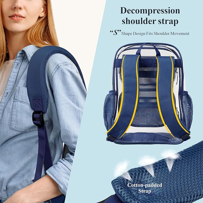 PACKISM Clear Backpack for School - 17 inch Large Heavy Duty Clear Bookbag, See Through PVC Backpacks (for age 12 above)
