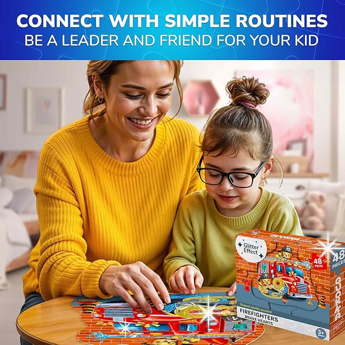 QUOKKA Shimmer Puzzles for Kids Ages 4-6 – 48 Piece Shaped Jigsaw Puzzles for Toddlers 3-5 – 4-Pack Dragon, Rocket, Firetruck & Dinosaur Children's Game Ages 4-8 – Unique Gift Toy for Preschoolers