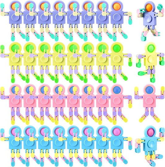 Libima 32 Pcs Robot Fidget Spinner Toys Transformable Sensory Fidget Toys Fidget Party Favors Robot Fingertip Toy Transformable DIY Chain for Teens Adults Piñata Goodie Bag Birthday Gift(4 Colors)