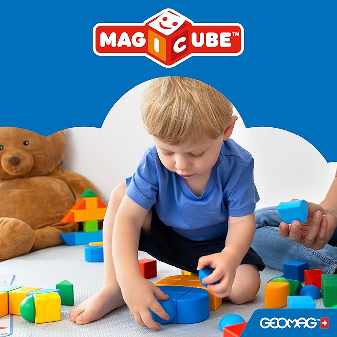 Geomag Magicube 13pcs Magnetic Blocks - Magnetic Building Blocks for Toddlers 1-3, Montessori Toys for 1+ Year Old, Autism Sensory Product, Magnets for Kids