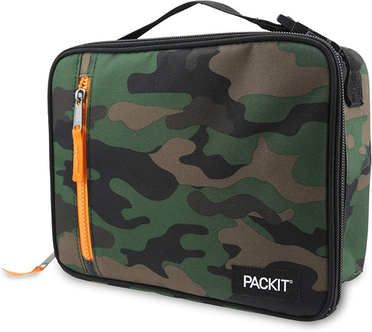 PackIt Freezable Classic Lunch Box, Camo, Built with EcoFreeze Technology, Collapsible, Reusable, Zip Closure With Zip Front Pocket and Buckle Handle, Perfect for Lunches