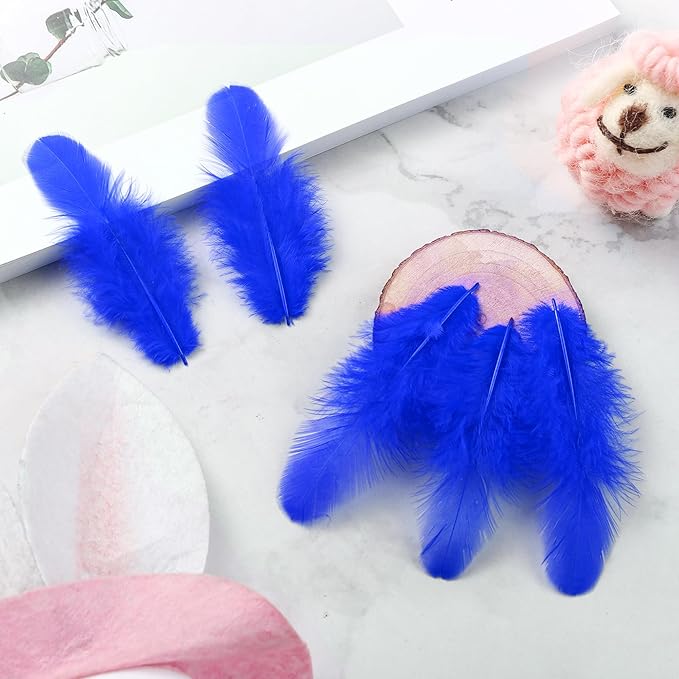 Soarer 300pcs Blue Feathers for Crafts - 3-5inch Feathers Bulk for Wedding Home Party, Dream Catcher Supplies and DIY Crafts(RoyalBlue)