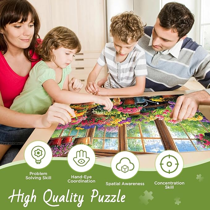 300 Piece Puzzles for Adult, Cute Cat Jigsaw Puzzles 300 Pieces for Adults Kids Senior, Colorful Flower Adult Puzzle, Challenging Family Fun Puzzle Activity Game Gift for Friend 20.5 X 15 Inches