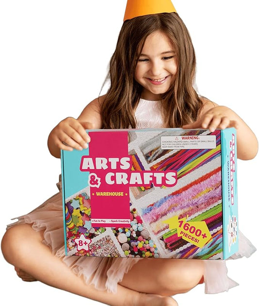 rowood Arts and Crafts for Kids,Craft Supplies for Kids Ages 4 5 6 7 8 9 10 11&12,DIY Craft Box Art Kit Warehouse Project Birthday Christmas Gift for Girls and Boys