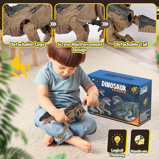 Dinosaur Toys for Kids 3-5, 5-7, 8-12, 2.4GHz Remote Control Dinosaur with Walking, Realistic Sounds, Demo Mode, Rechargeable Jurassic Toys for Birthdays, Parties, Children’s Day