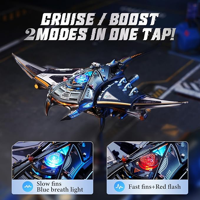 ROKR 3D Metal Puzzles for Adults, Manta Ray Mechanical, 3D Metal Model Kits for Adults to Build, Unique Electric Mechanical Toy