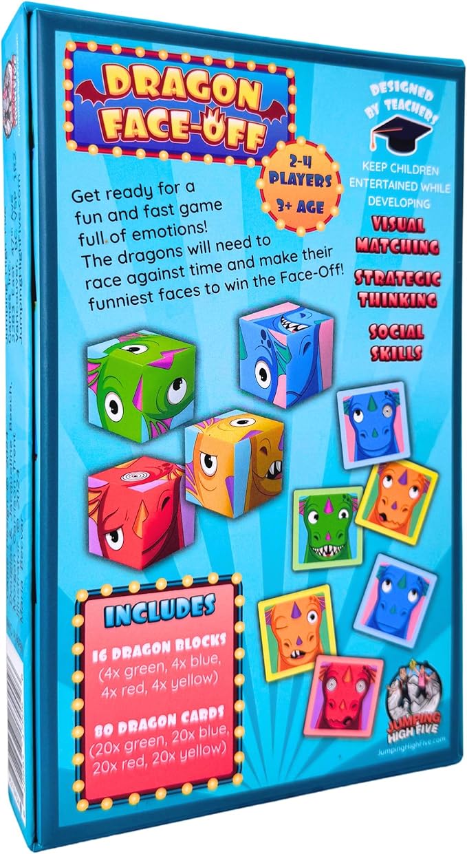 Dragon Face-Off Matching Game for Kids Ages 3+ – Build Silly Dragon Expressions with Wooden Blocks – Fun Preschool & Family Board Game – Easy to Learn, Educational Gift for Toddlers & Children