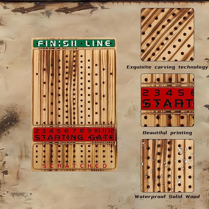 HOROW Horse Racing Board Game Solid Wood Horse Race Card and Dice Board Game Luxury Edition Set with 11 Metal Horses,100 Poker Chips,2 Dices and 2 Boxes of Cards