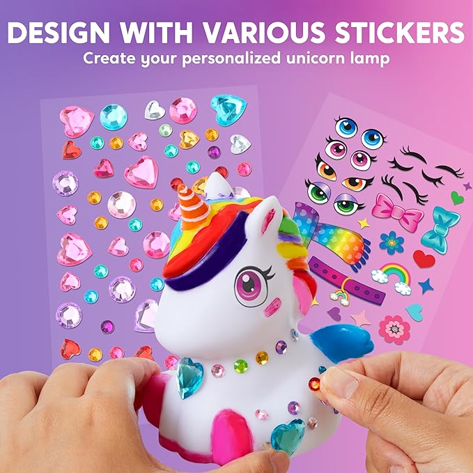 Klever Kits DIY Night Light- Paint Your Own Unicorn Lamp- Arts & Crafts Kit School Activities Art Supplies Painting Kits, Birthday Gifts for Girls Boys Aged 6+